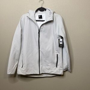 NWT Gap Fit White Grey Full Zip Hooded Jacket
